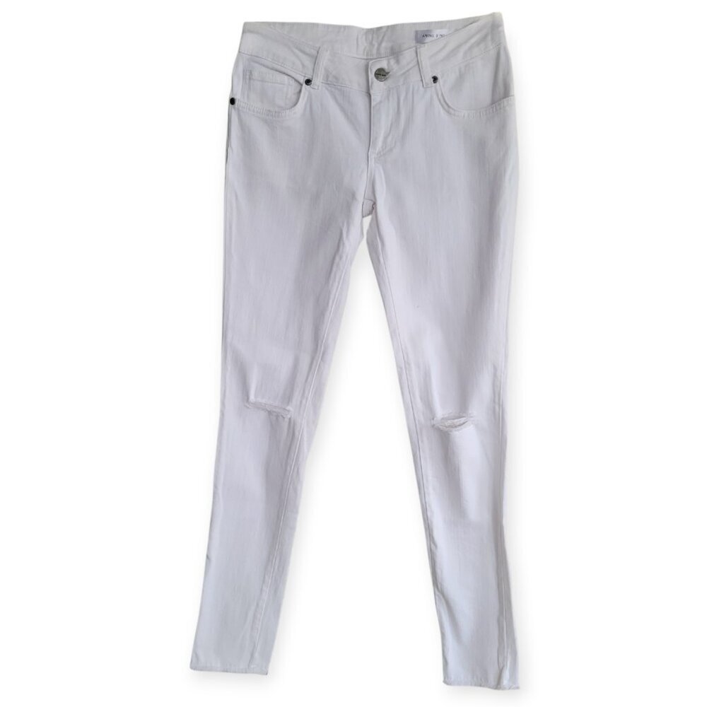 Anine Bing White Distressed Low-Rise Skinny Jeans Size 26 Designer Denim - Picture 4 of 16